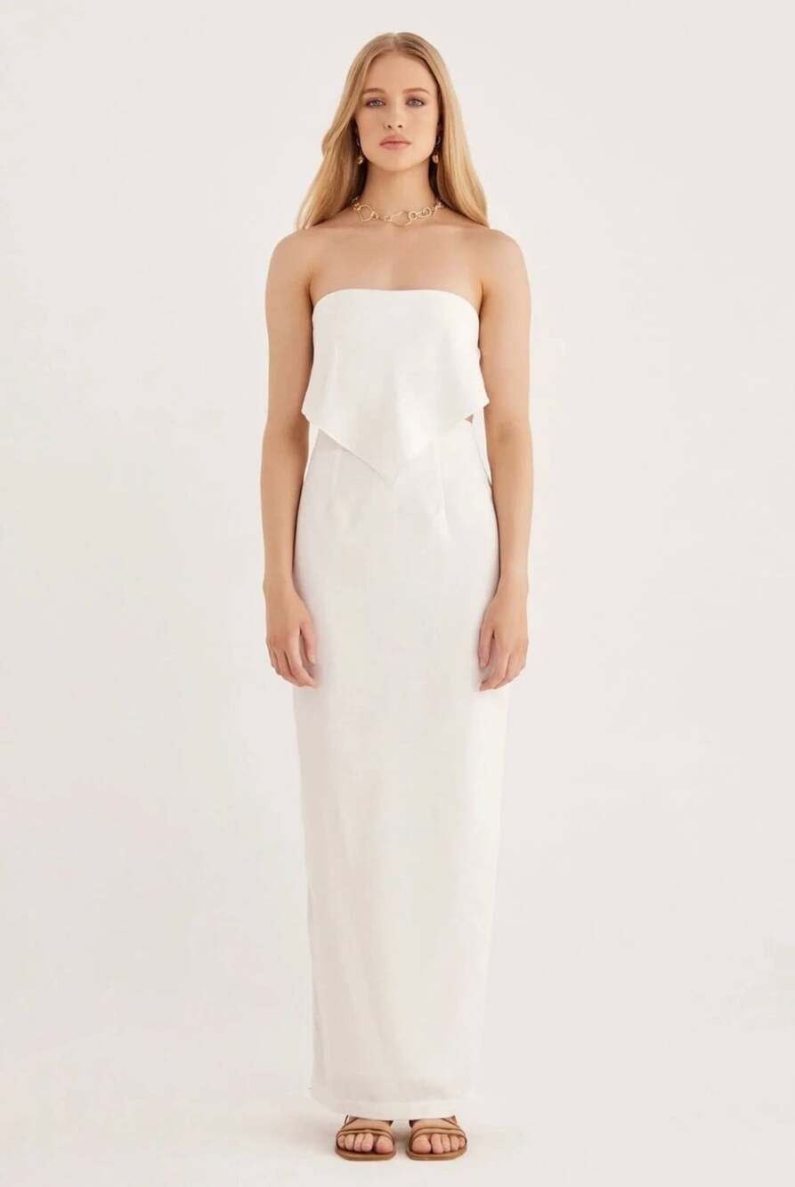 RUMER Roam Bandana Maxi Dress White Sz S